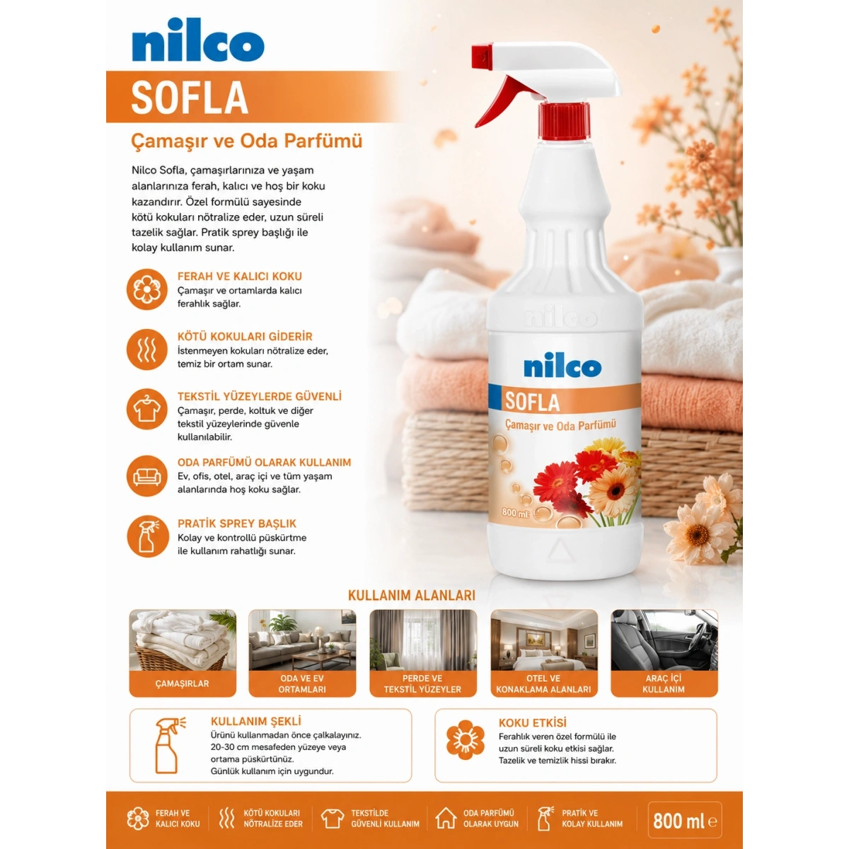 Nilco 32001663 Sofla Çamaşır Ve Oda Parfümü 1 Adet x 800 ml