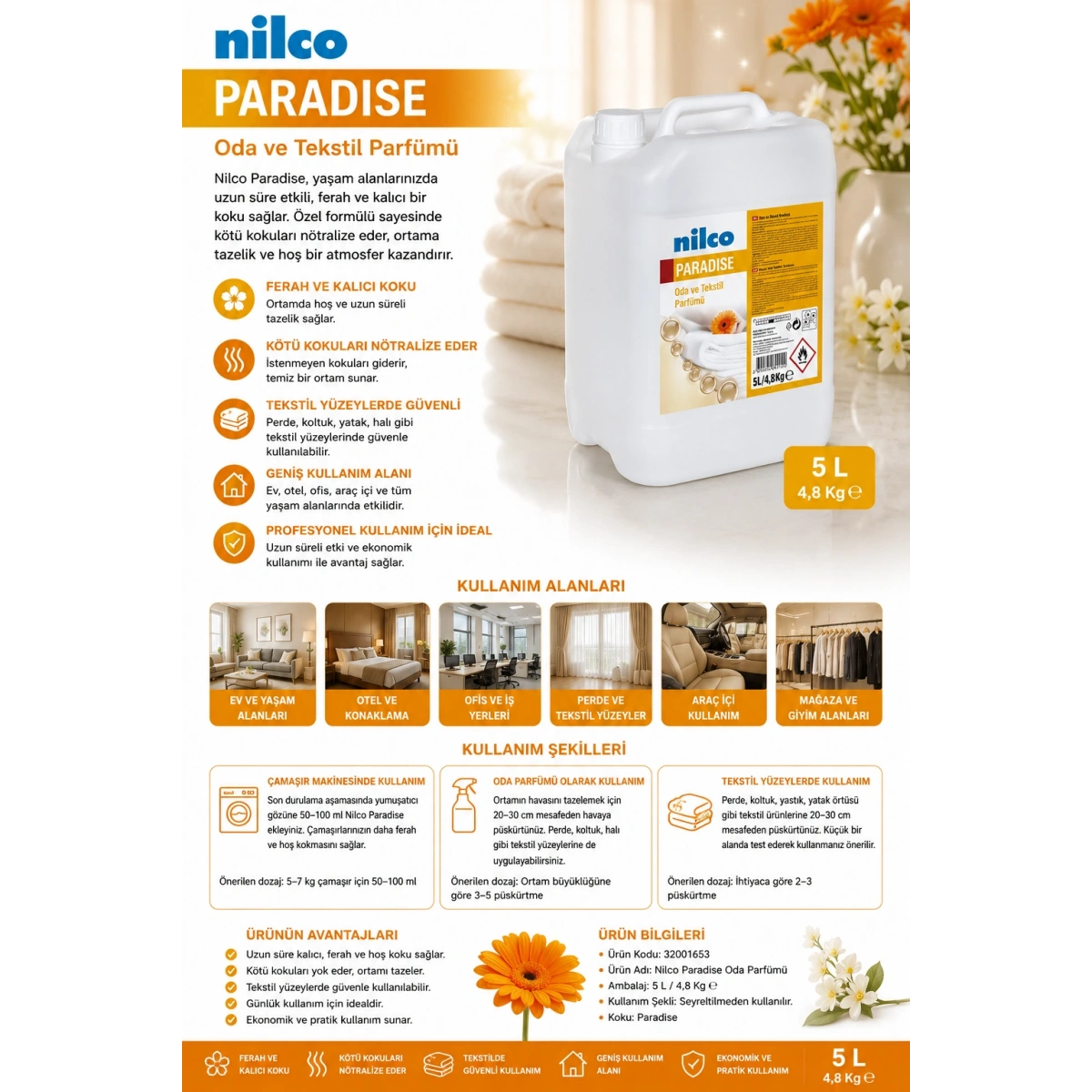 Nilco Paradise Oda Parfümü 5 Lt