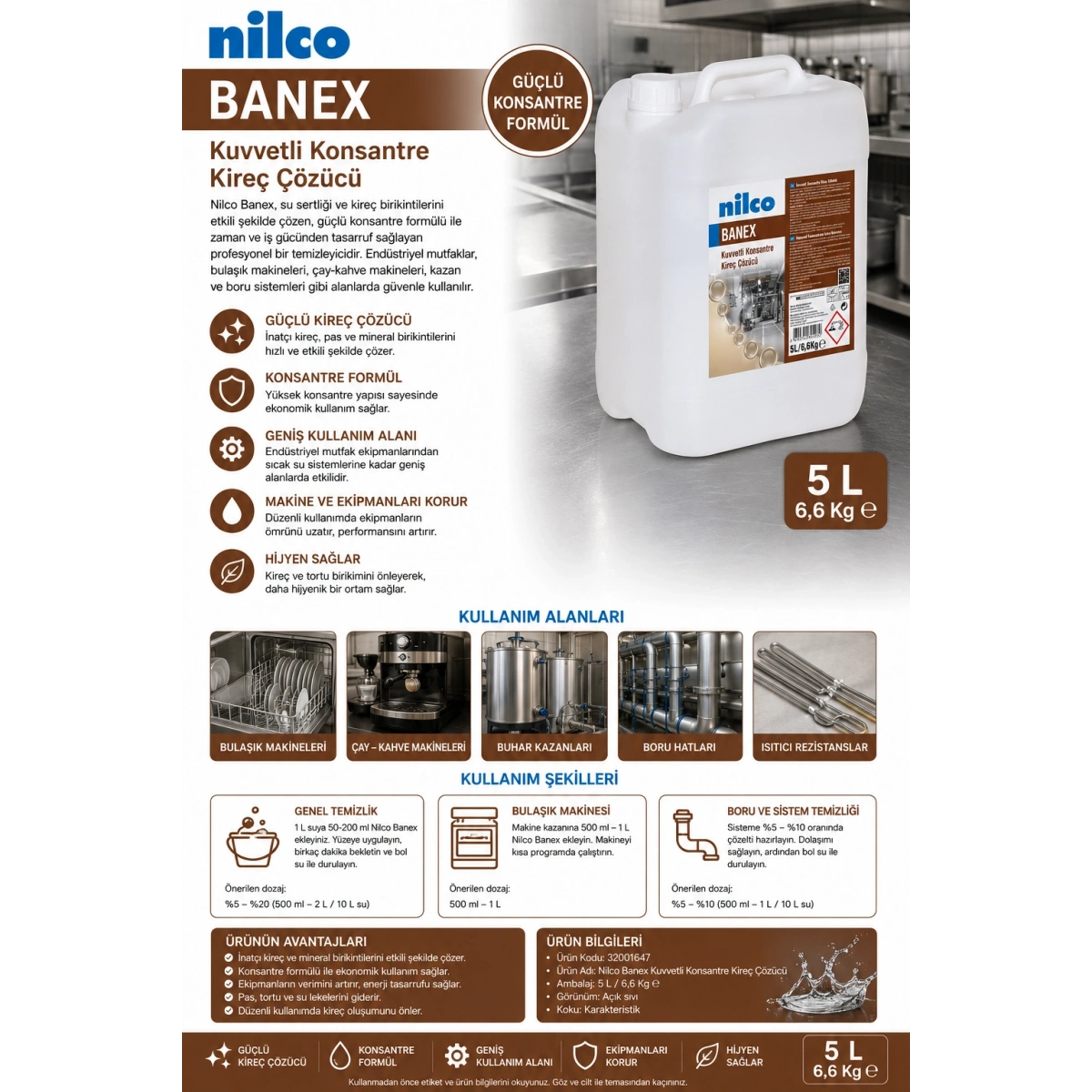 Nilco 32001647 Banex Kuvvetli Konsantre Kireç Çözücü 5 lt/6,6 kg