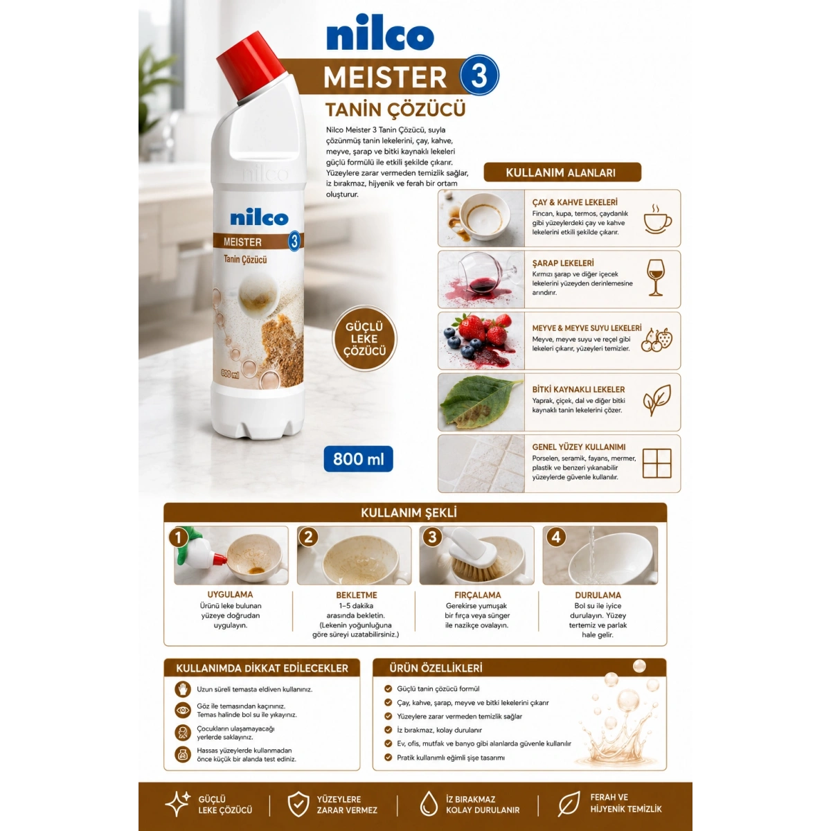 Nilco 32001455 Meister 3 Tanin Çözücü 800 ml