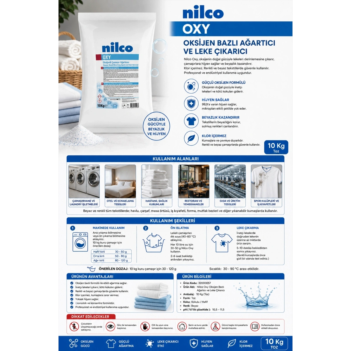 Nilco 32000057 Oxy Oksijen Bazlı Ağartıcı Ve Leke Çıkarıcı 10 Kg