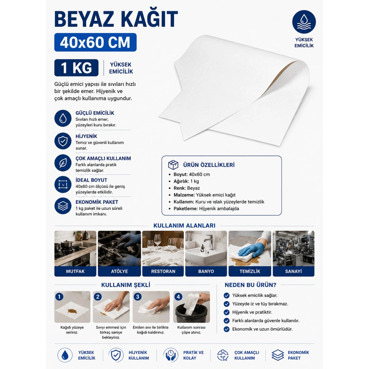Beyaz Kağıt 40x60 cm 1 kg