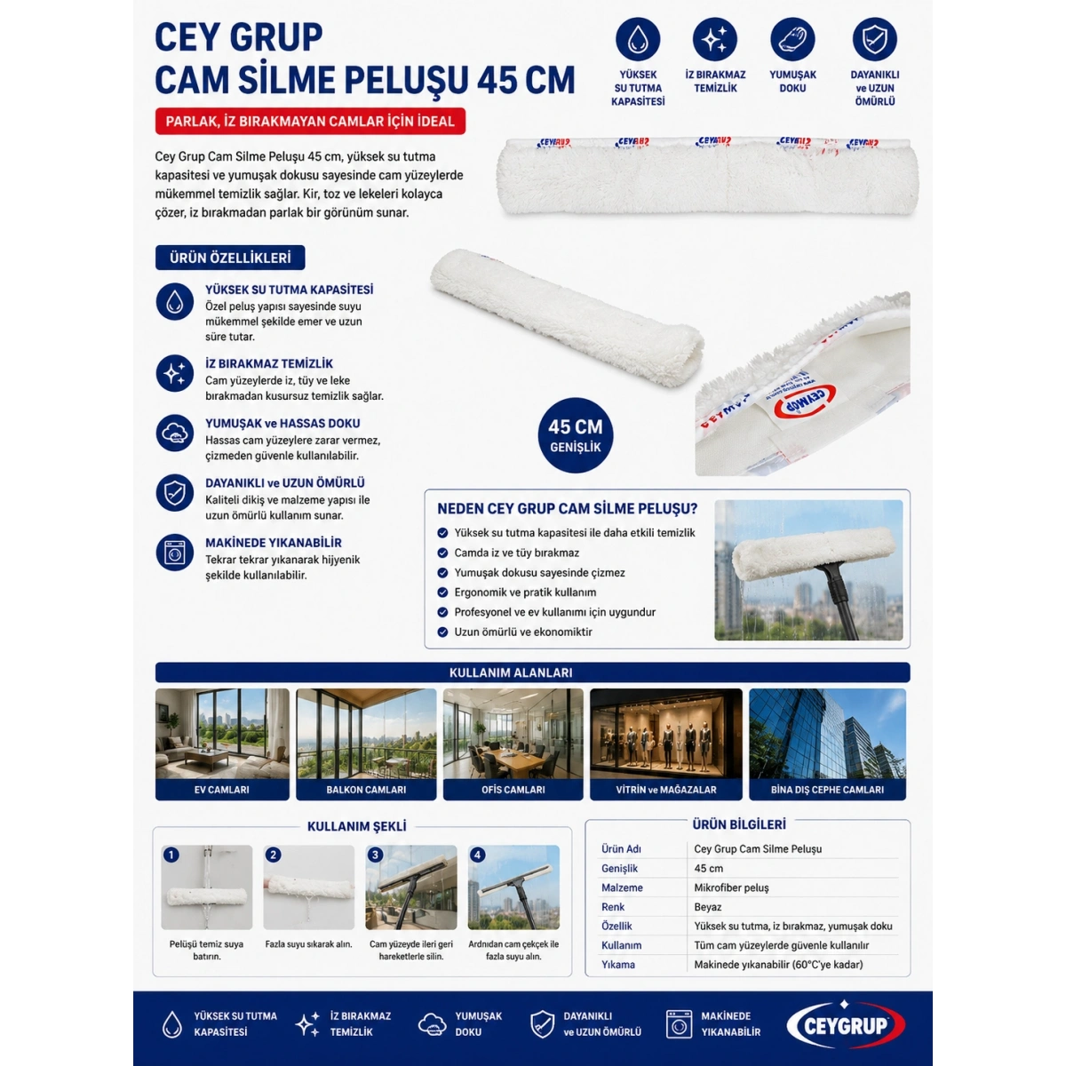 Cey Grup Cam Silme Peluşu 45 cm