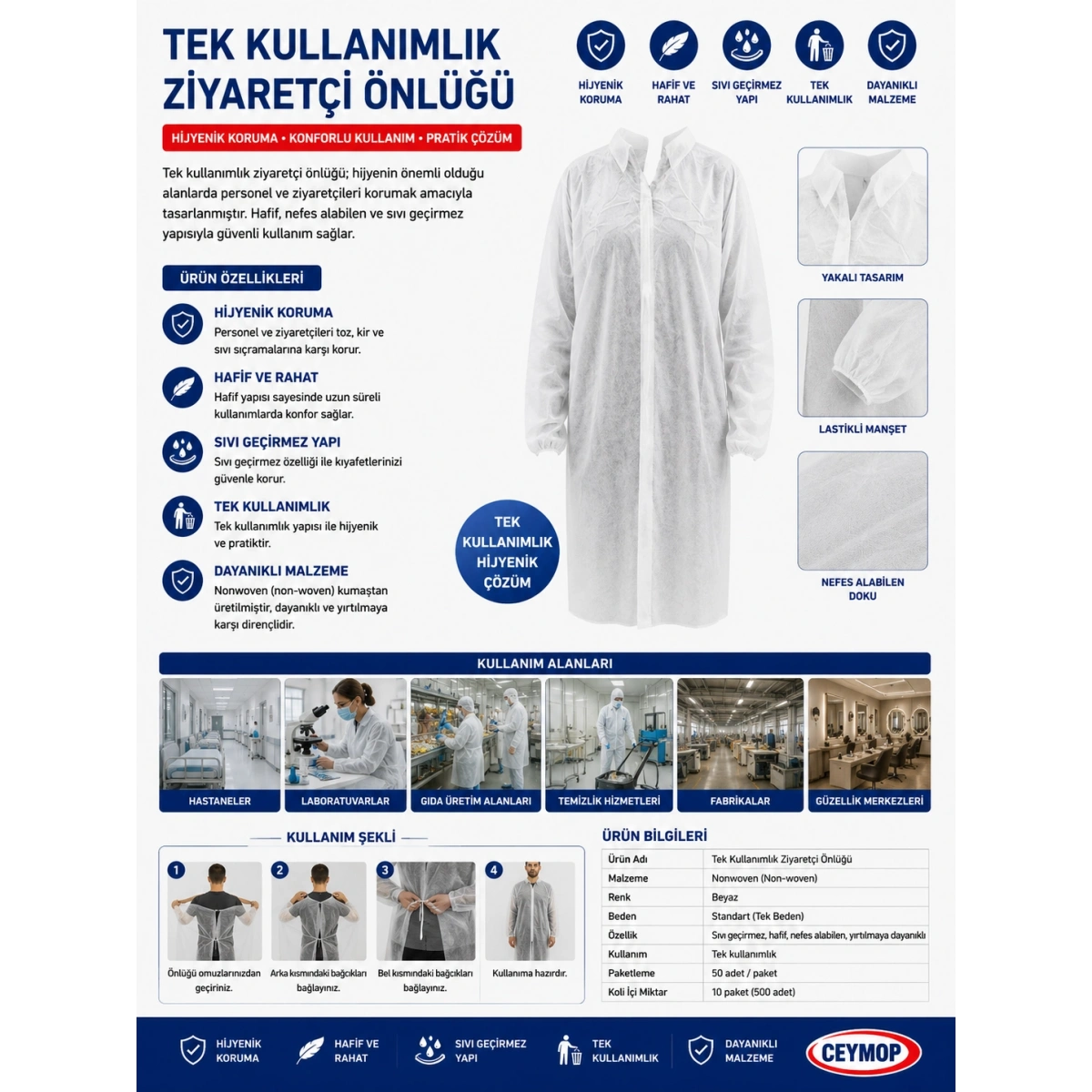 Tek Kullanımlık Ziyaretçi Önlüğü
