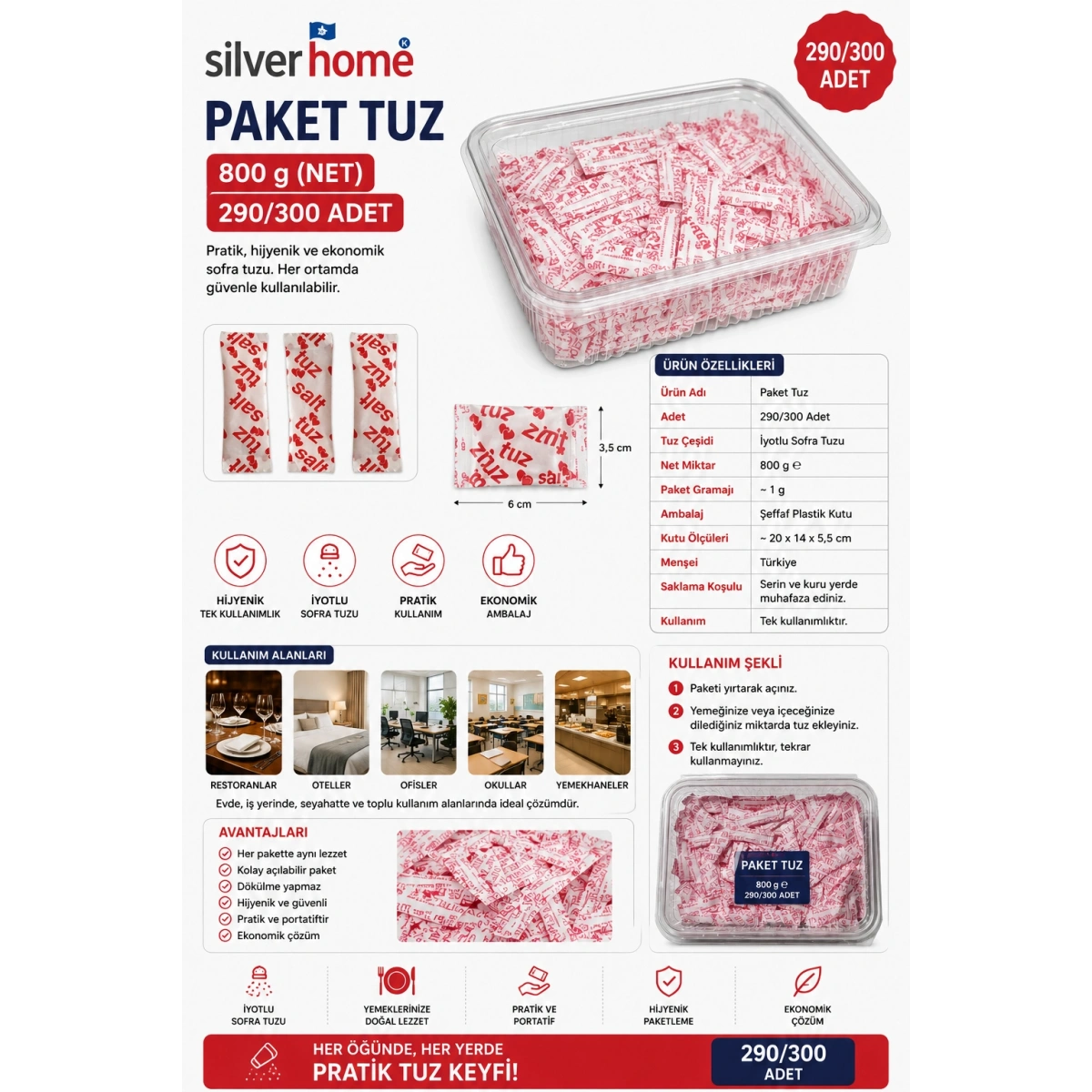 Paket Tuz 800 Gr 290/300 Adet