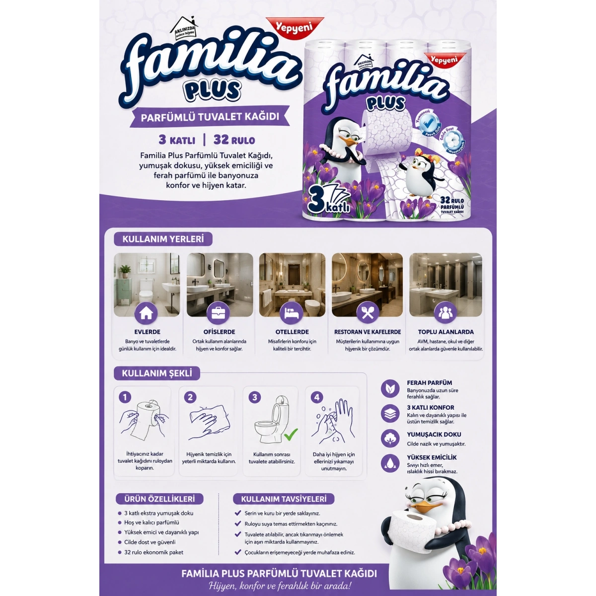 Familia Parfümlü Tuvalet Kağıdı 3 Katlı 32li