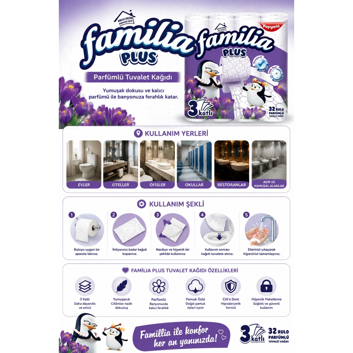 Familia Parfümlü Tuvalet Kağıdı 3 Katlı 32li