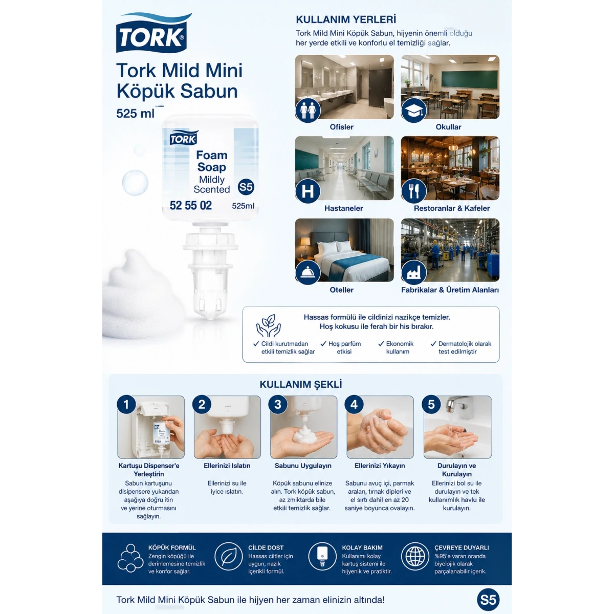 Tork Mild Mini Köpük Sabun 525 ml