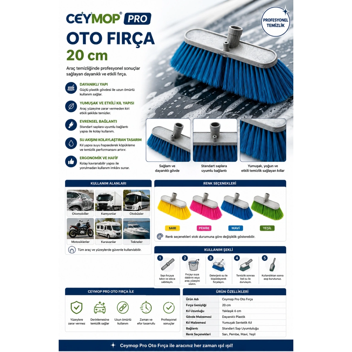 Ceymop Pro Oto Fırça 20 cm