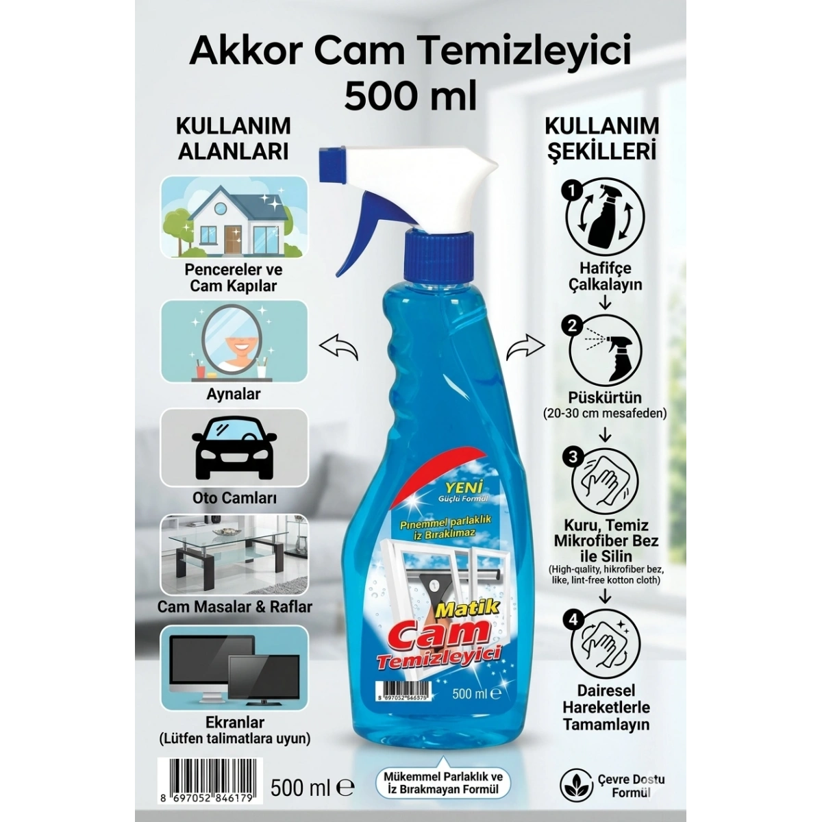 Akkor Cam Temizleyici 500 ml