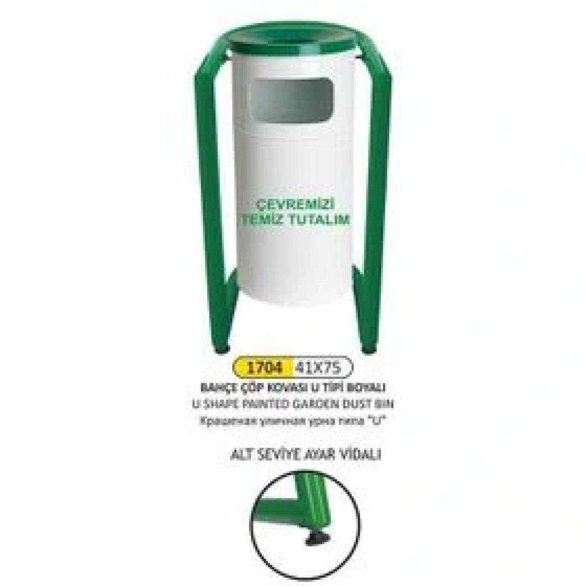 Bahçe Çöp Kovası U Tipi Boyalı