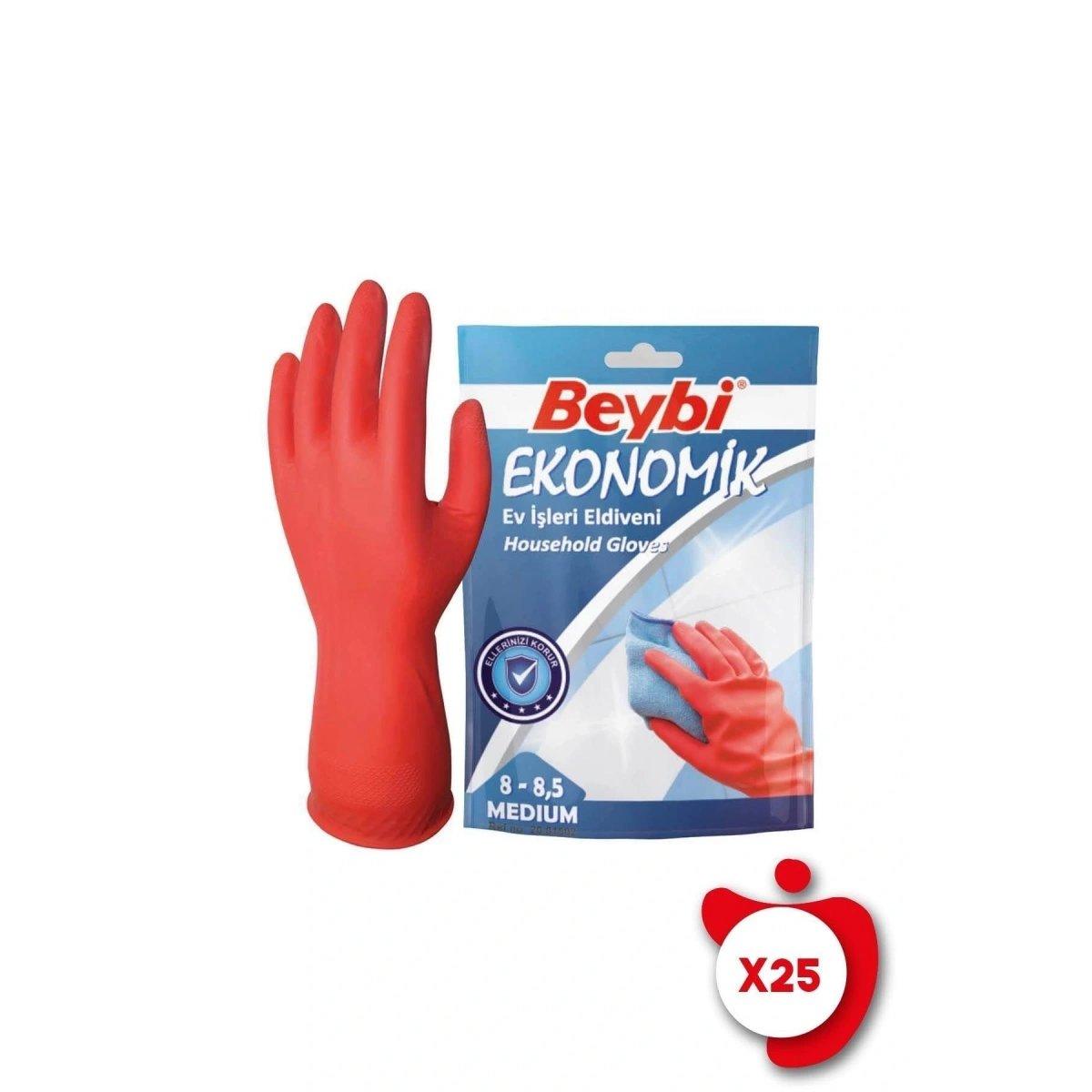 Bulaşık Eldiveni Kırmızı Beybi 8 (M)