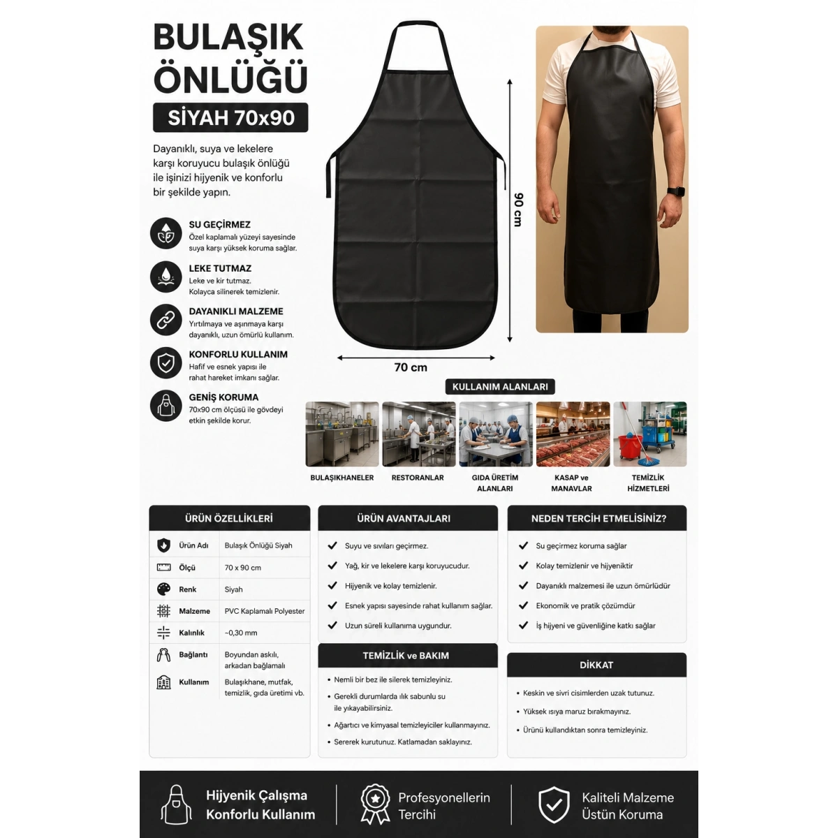 Bulaşık Önlüğü Siyah 70x90
