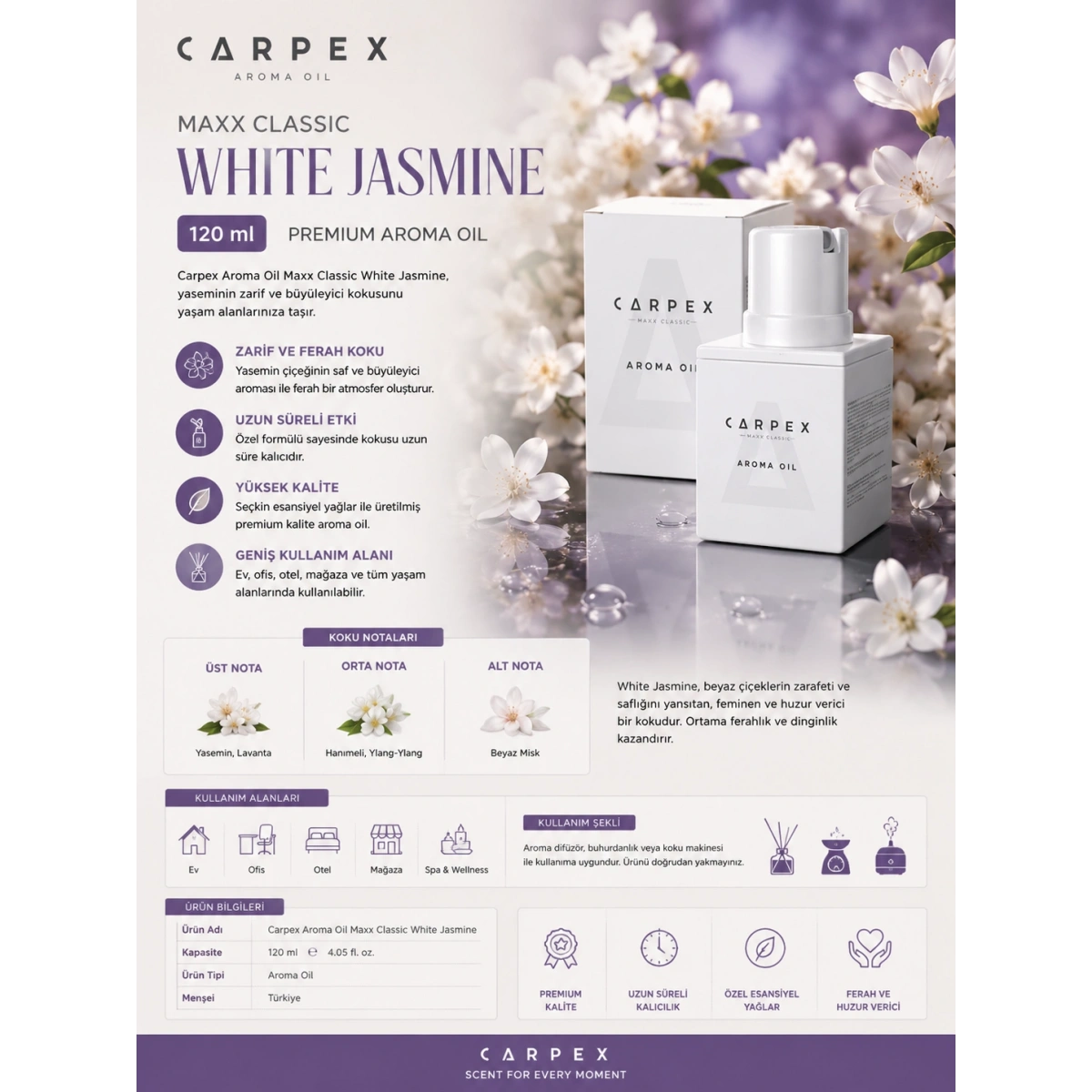 Carpex Aroma Oil 120 ml Maxx Classic White Jasmine