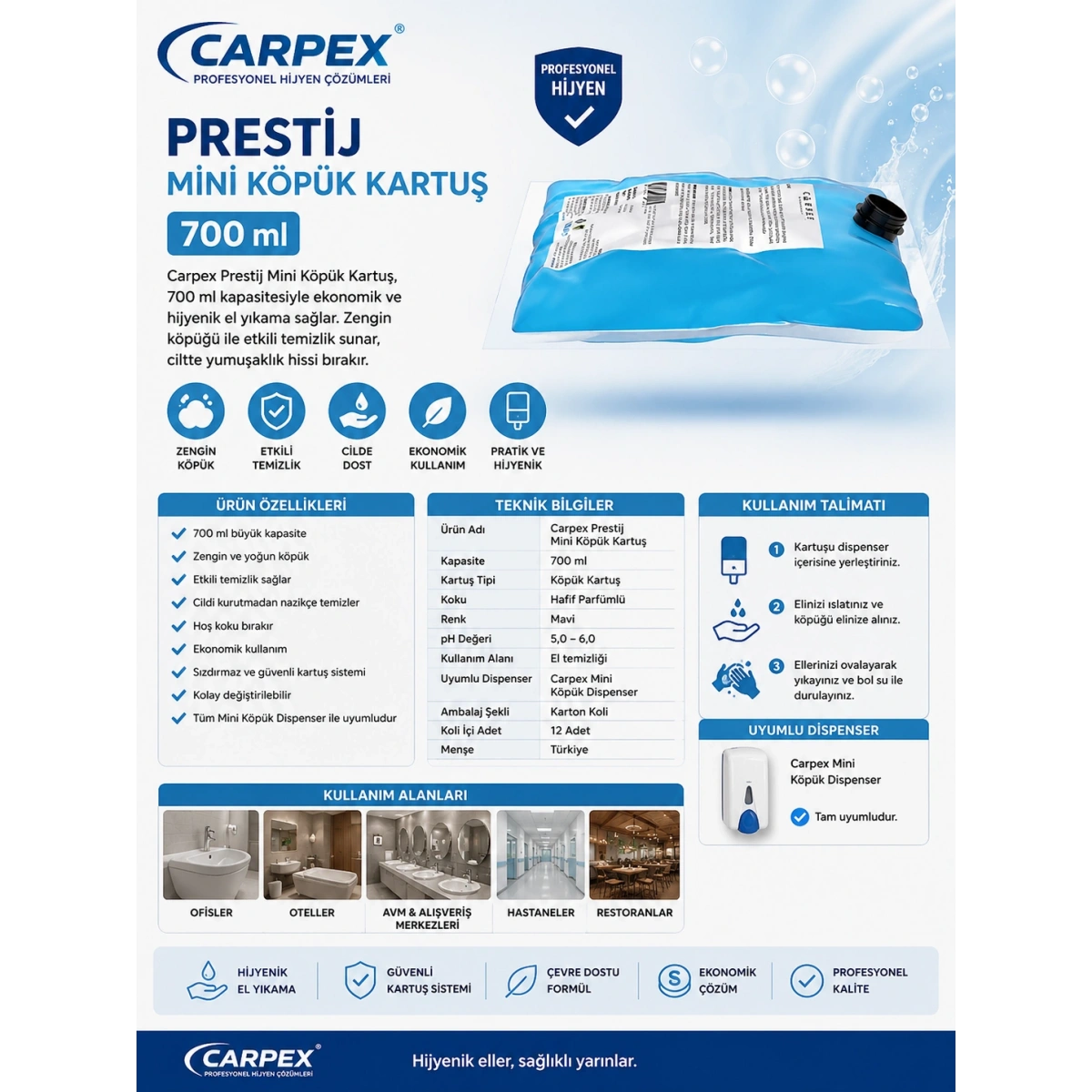 Carpex Prestij Mini Köpük Kartuş 700 ml
