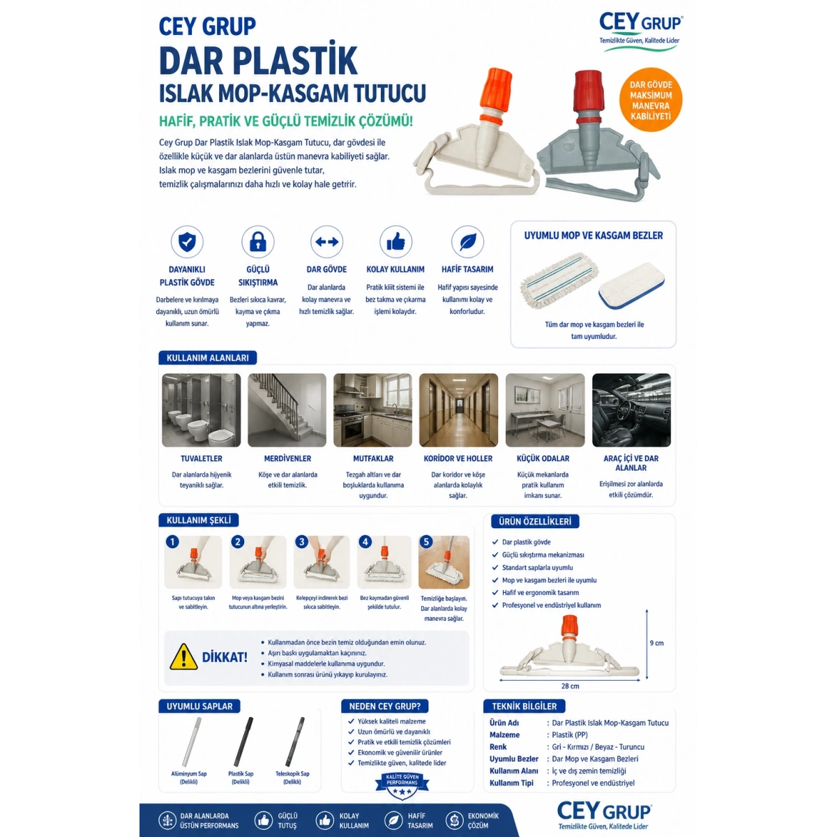 Cey Grup Dar Plastik Islak Mop-Kasgam Tutucu