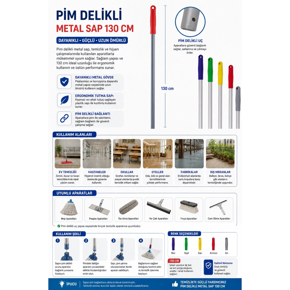 Cey Grup Pim Delikli Metal Sap 130 cm