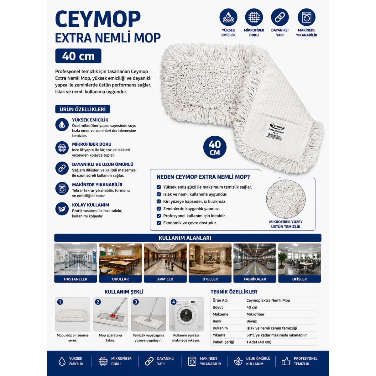 Ceymop Extra Nemli Mop 40 cm