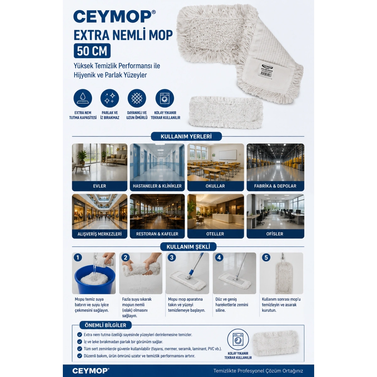 Ceymop Extra Nemli Mop 50 cm