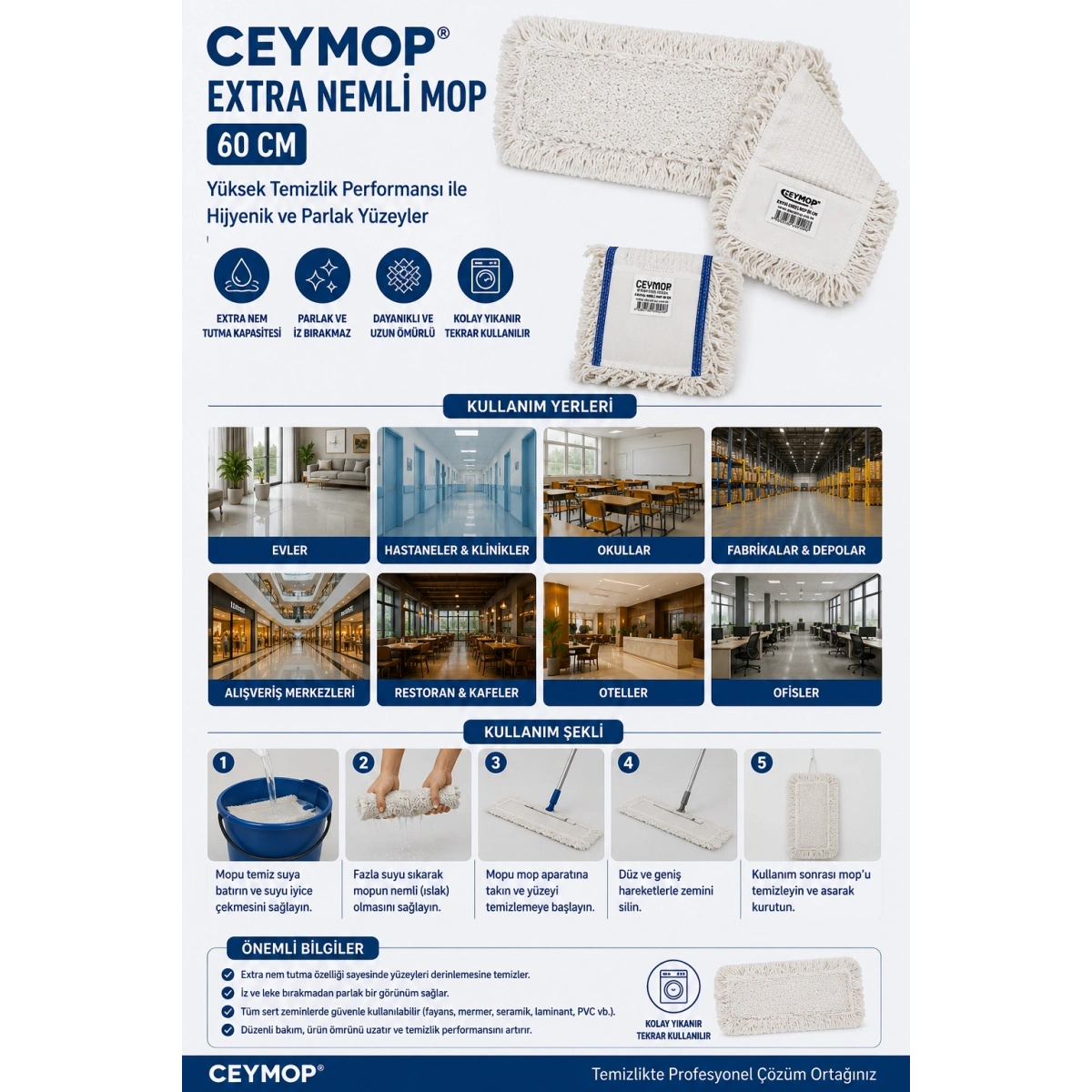 Ceymop Extra Nemli Mop 60 cm