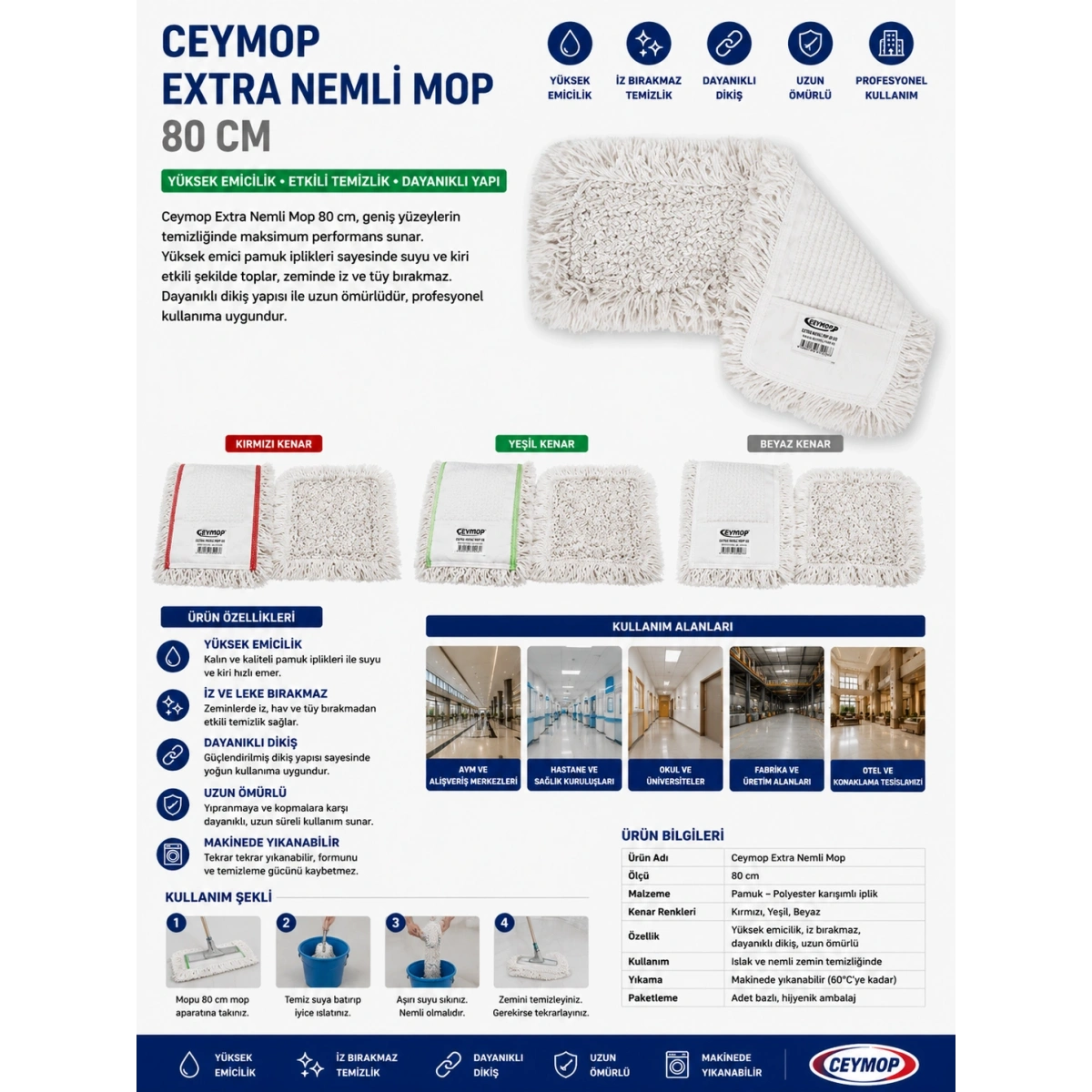 Ceymop Extra Nemli Mop 80 cm