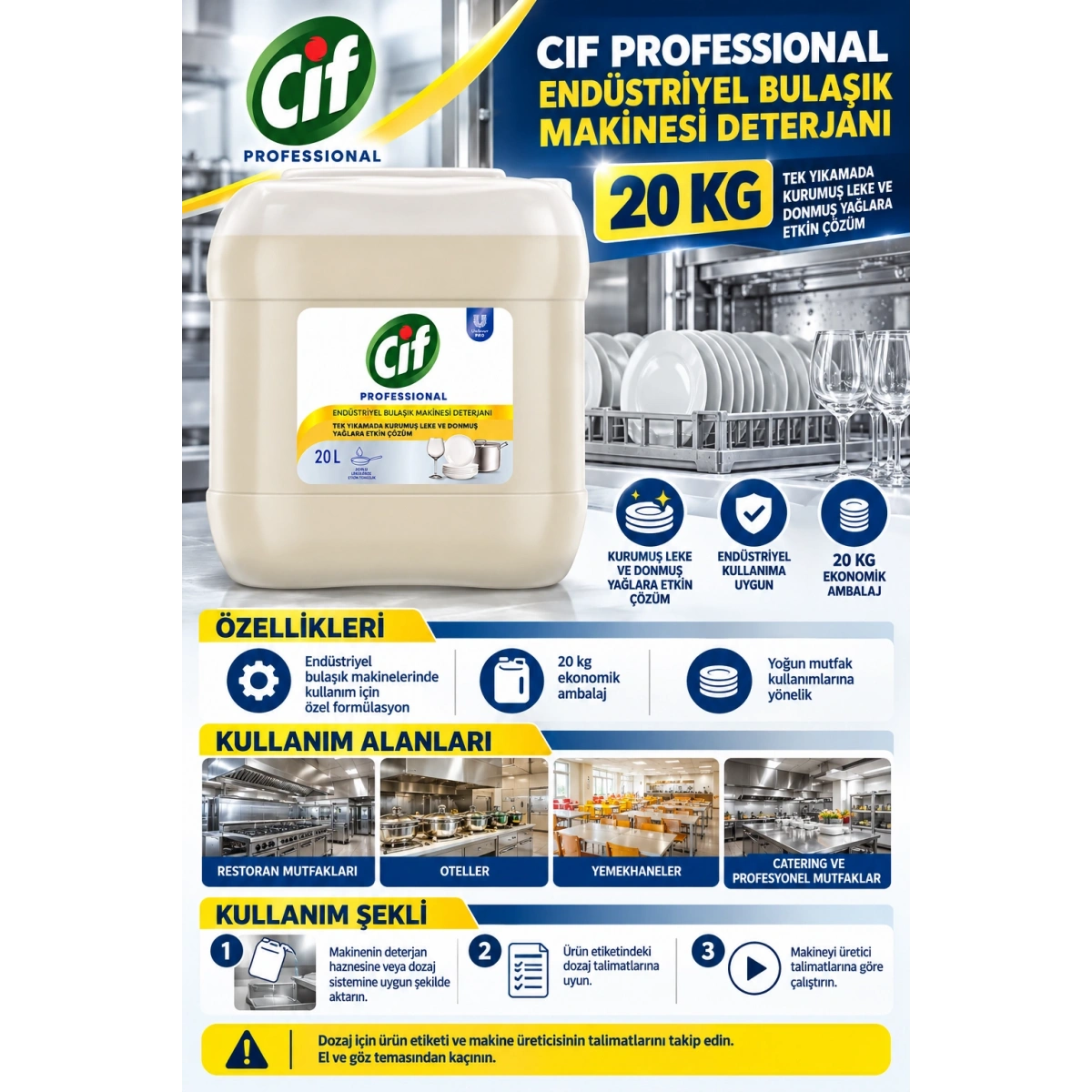 Cif Pro Endüstriyel Bulaşık Makinesi Deterjanı 20 kg