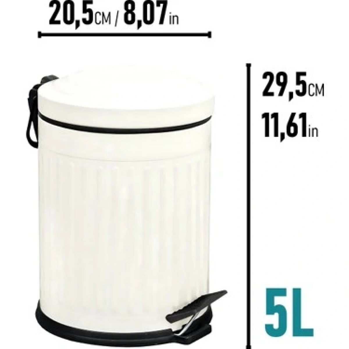 Dayco Pedallı Çöp Kovası Metal 5 Lt Krem