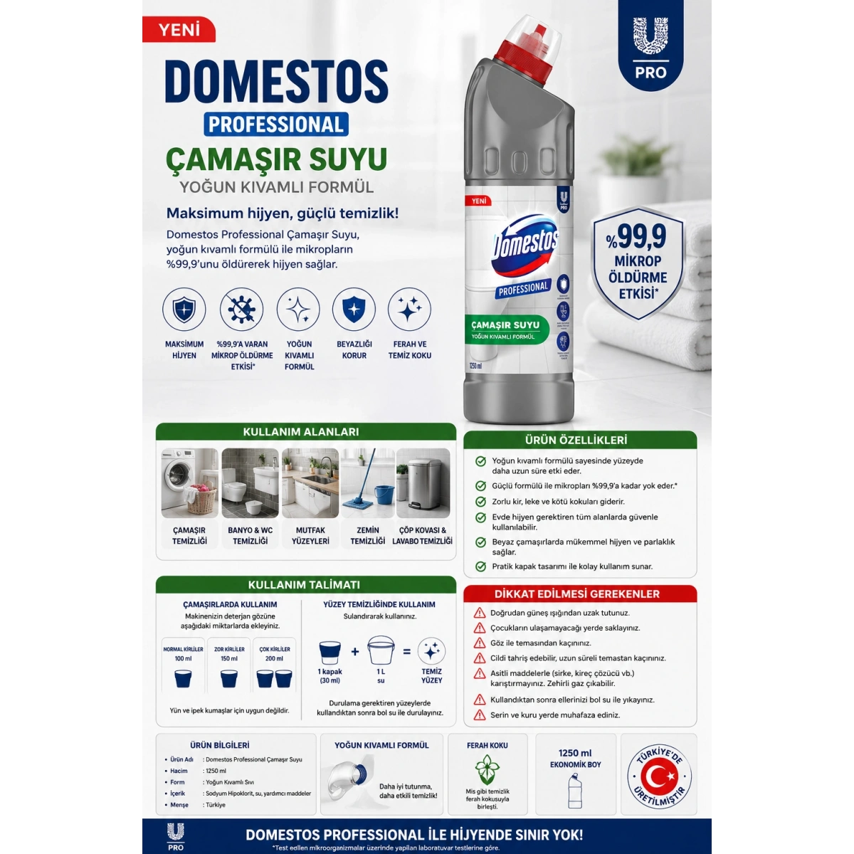 Domestos Pro. Çamaşır Suyu 1250 ml