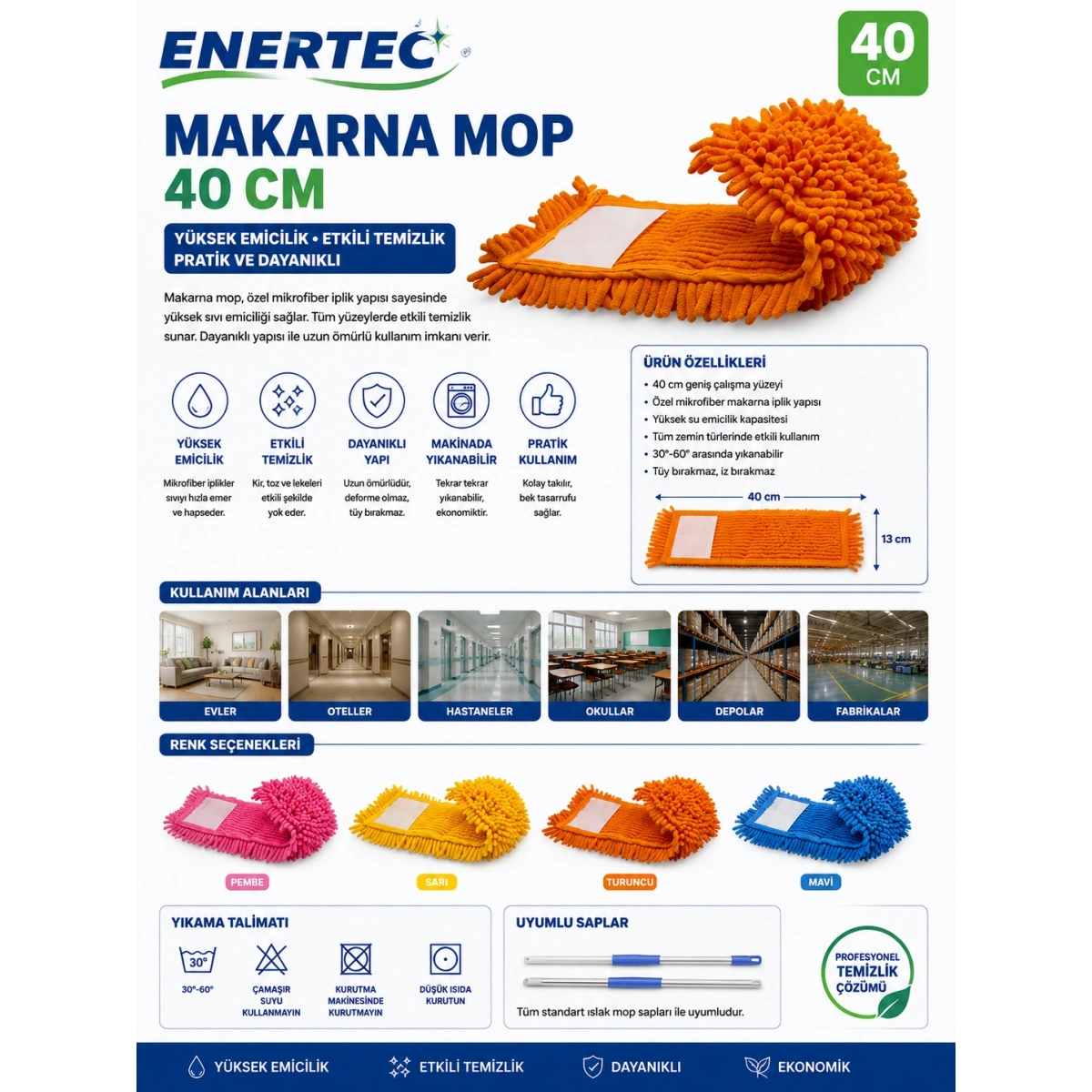 Enertec Makarna Mop 40 cm