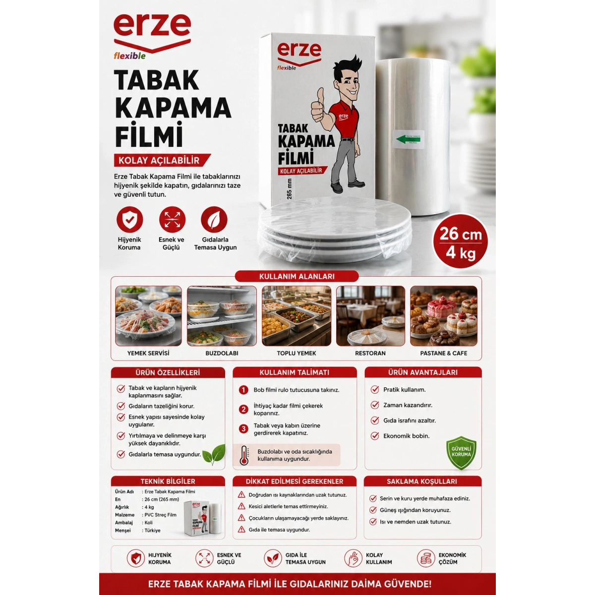Erze Tabak Kapama Filmi (Bob Streç) 26 cm 4 kg
