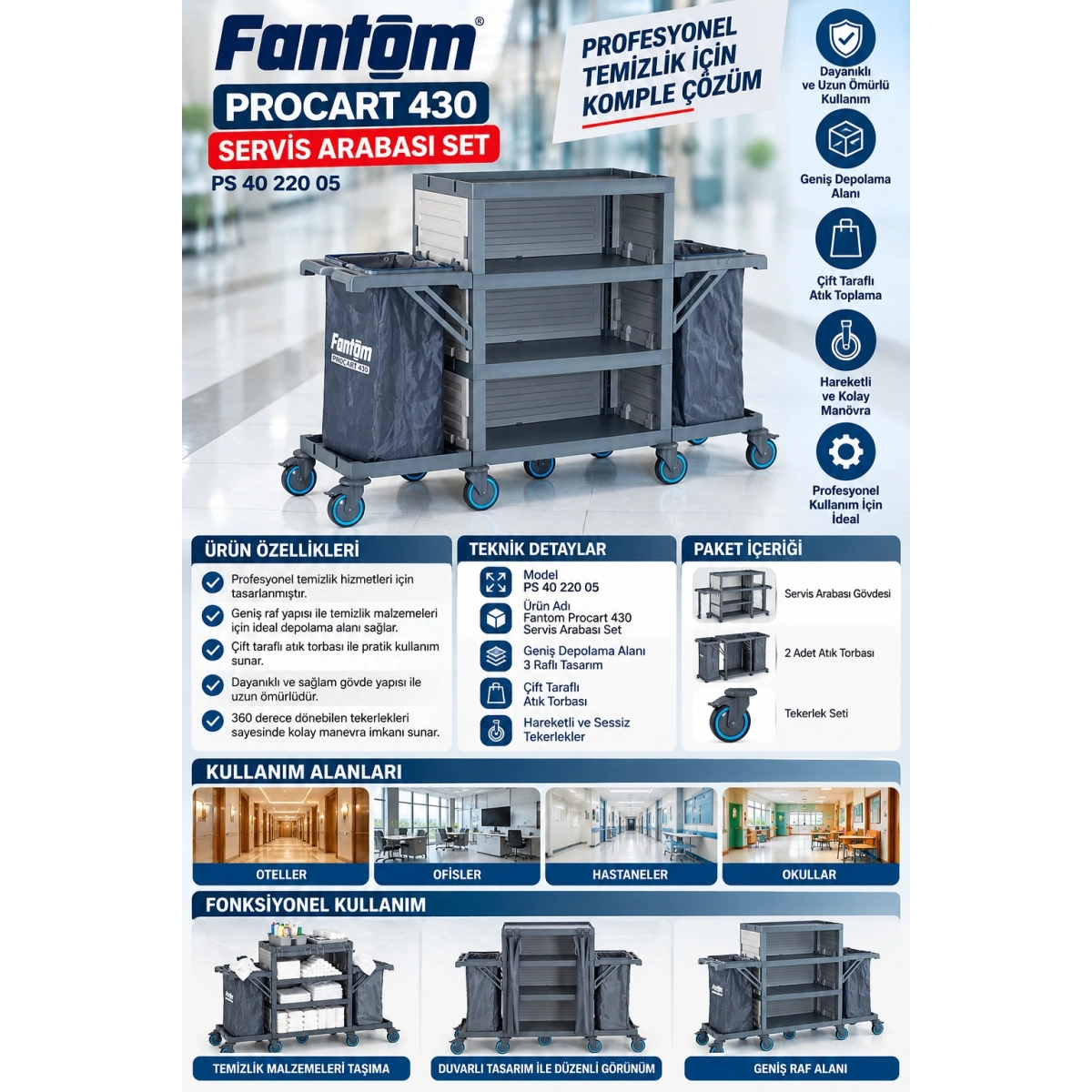 Fantom PS 40 220 05 Fantom Procart 430 Servis Arabası Set