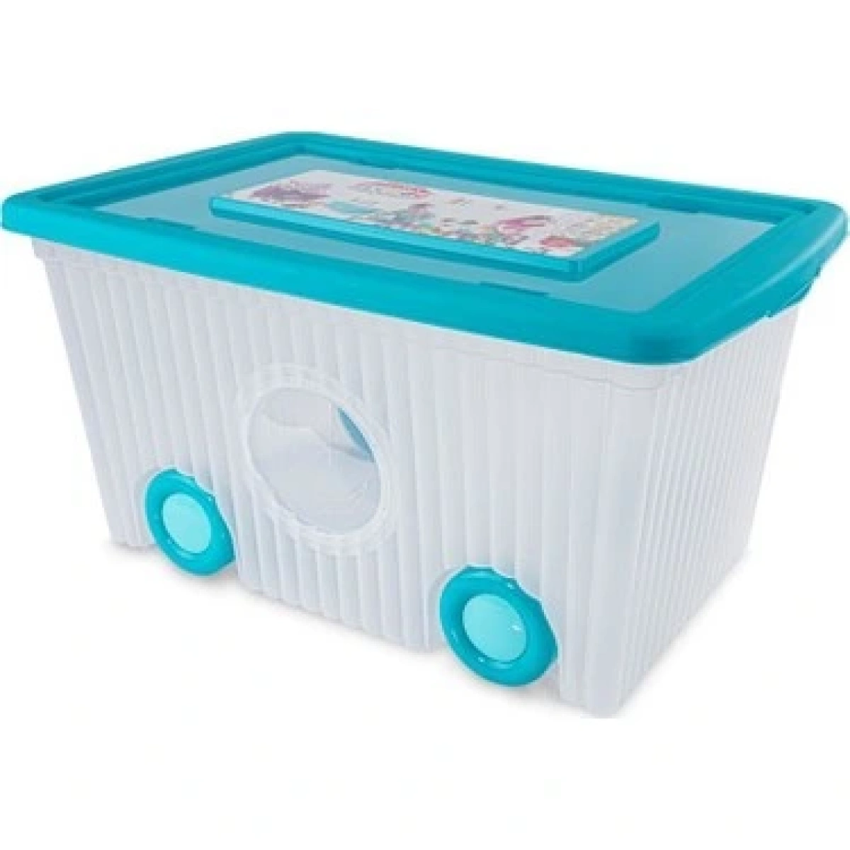 Flora Tekerlekli Oyuncak Kutusu 60 Lt Turkuaz F379