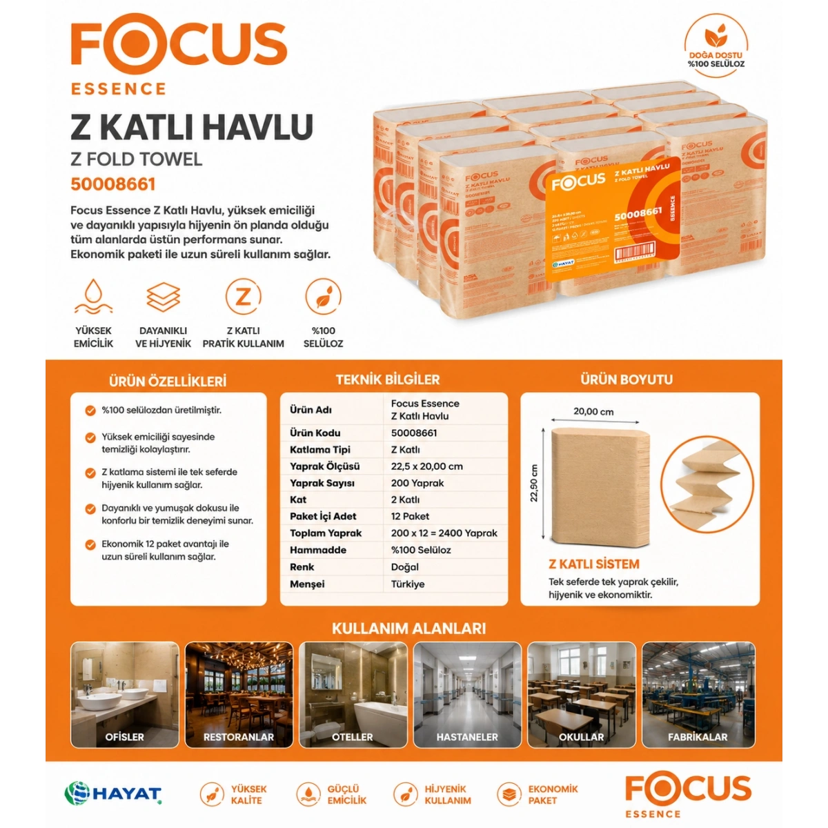 Focus Essence Z Havlu 22,5 cm 200x12 (8661)