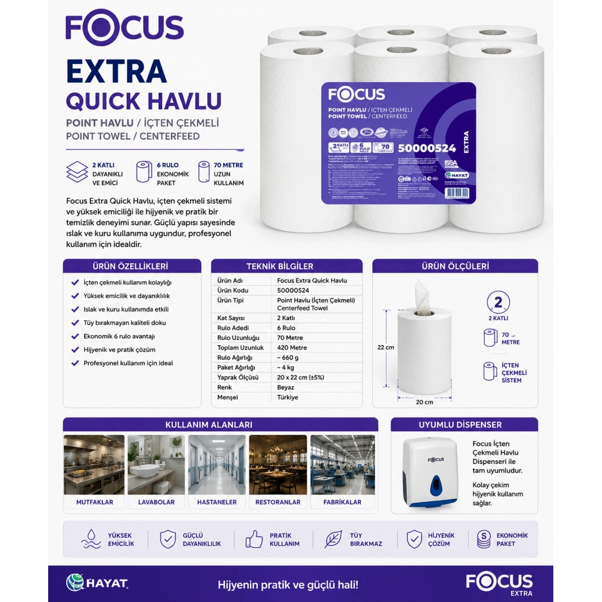 Focus Extra Quık Havlu 70 mt 1x6 4 kg