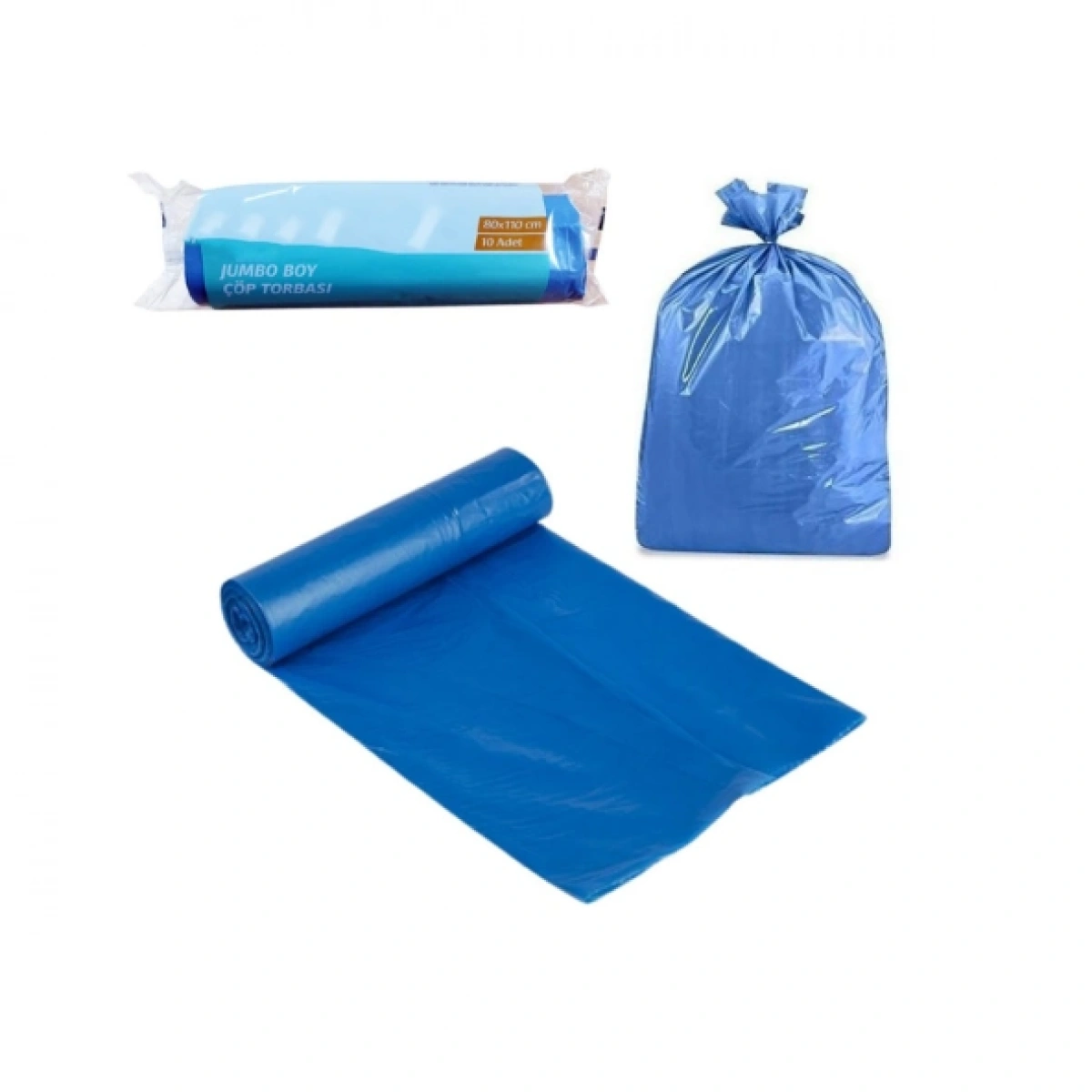 İrem Plastik 80*110 End. Çöp Torbası Jumbo 500 Gr Mavi (10*10 Rulo)
