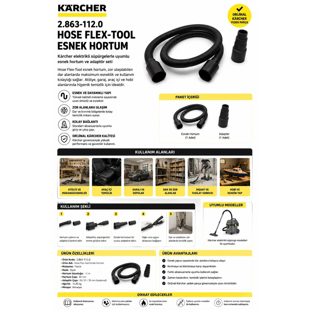 Karcher 2.863-112.0 Hose Flex-Tool Esnek Hortum