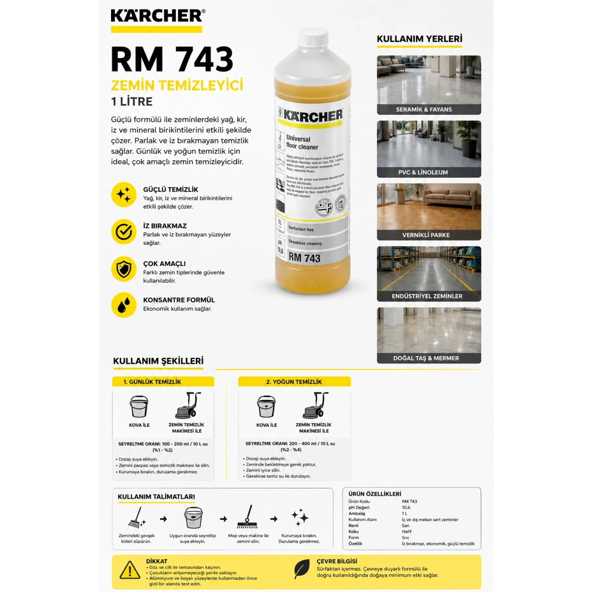 Karcher Rm 743 Zemin Temizleyici 1 Lt