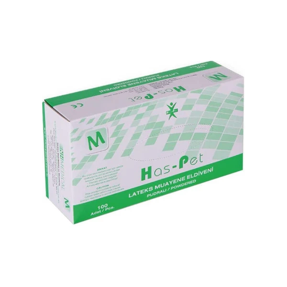 Has-Pet SK006660 Latex Pudralı Muayene Eldiveni M/Medium Beden 100 Adet