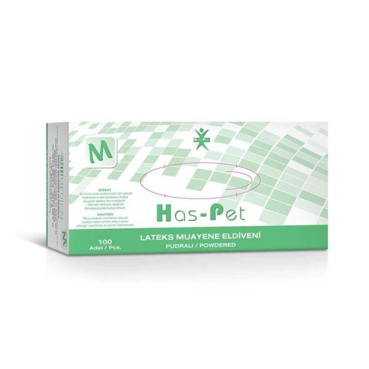 Has-Pet SK006660 Latex Pudralı Muayene Eldiveni M/Medium Beden 100 Adet