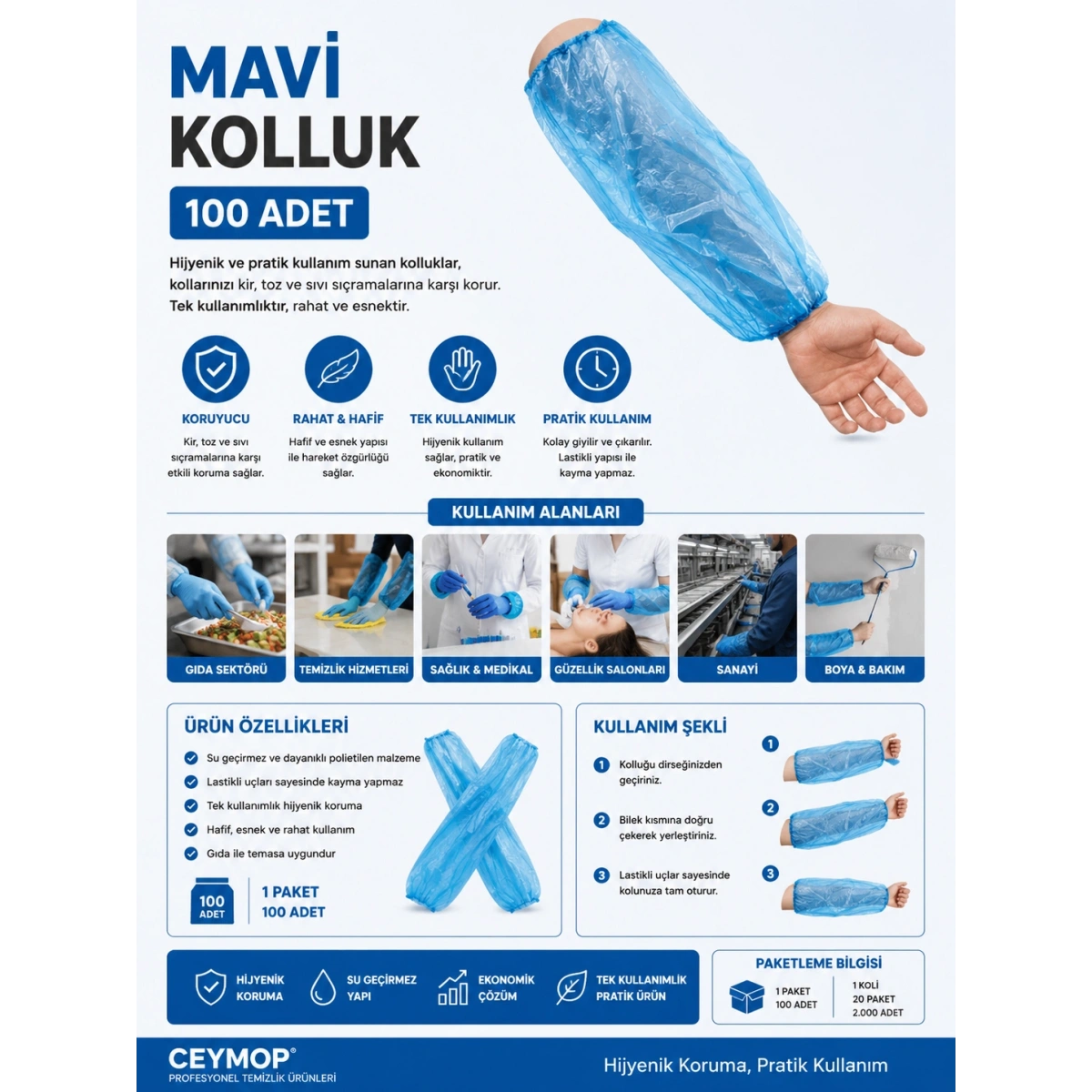 Mavi Kolluk 100 Adet