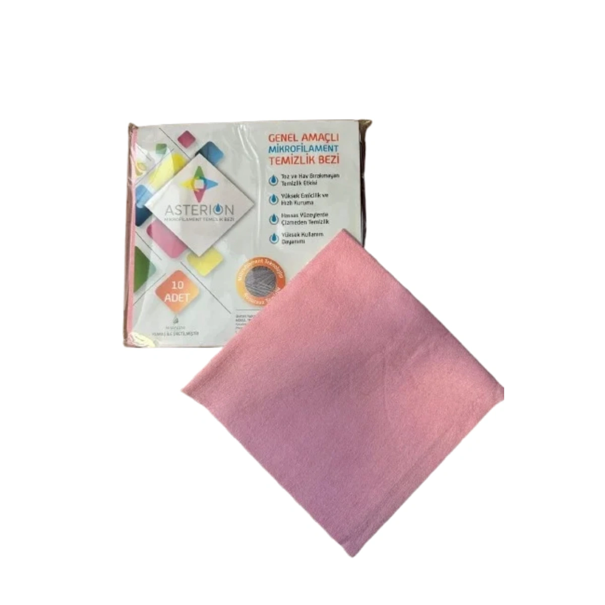 Asterion Mikrofilament Pembe Temizlik Bezi 40x40 cm 10lu