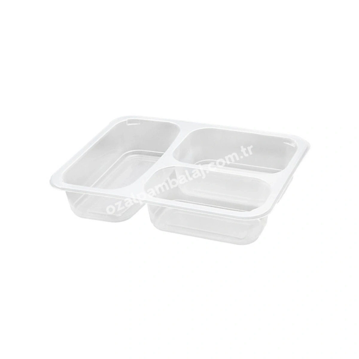 Nice Plast 3 Bölmeli Yemek Kabı Şeffaf PP 20 Gr 100 Adet