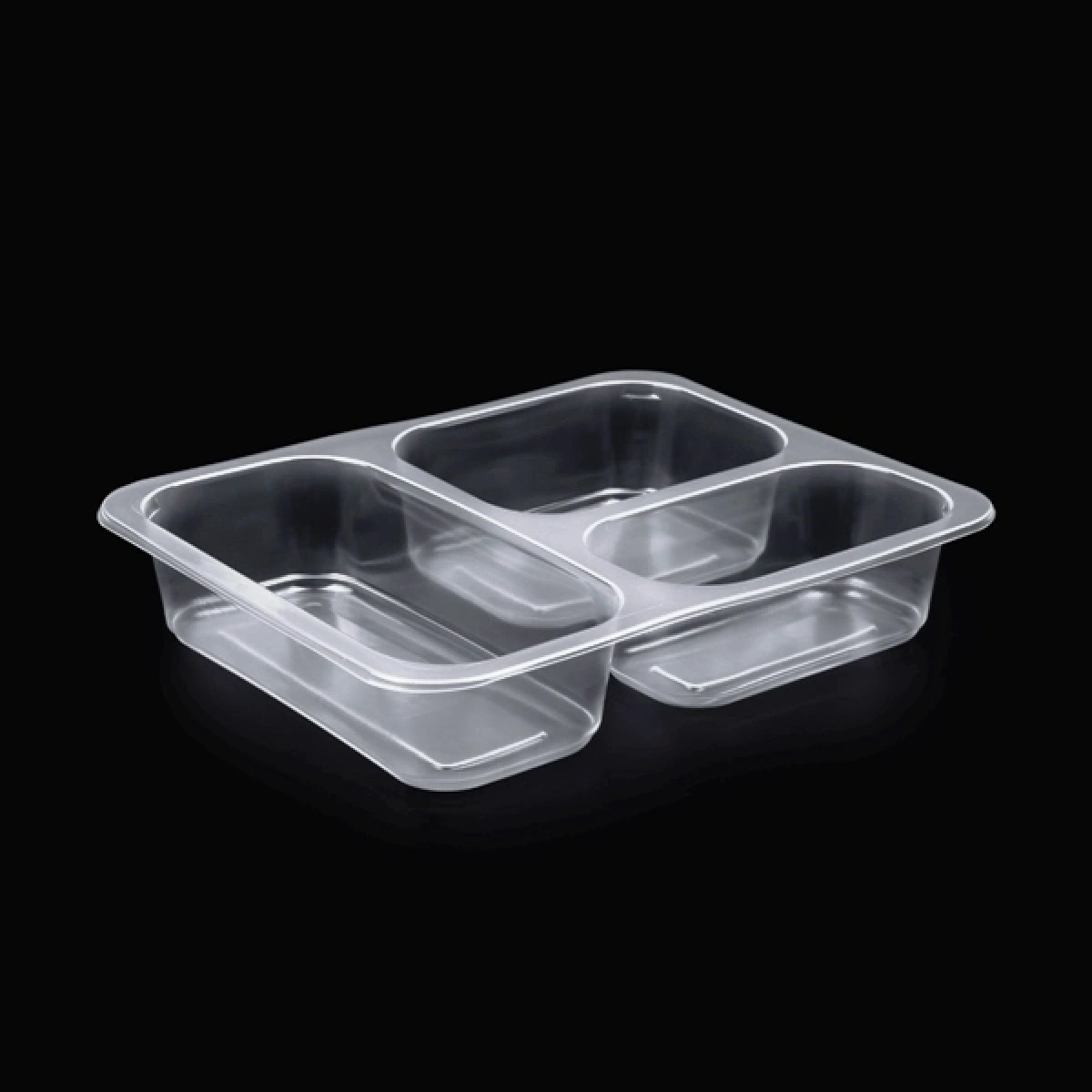Nice Plast 3 Bölmeli Yemek Kabı Şeffaf PP 20 Gr 100 Adet