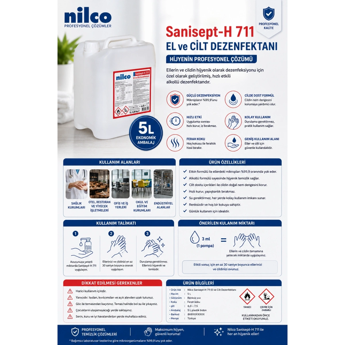 Nilco Sanisept S711 El Dezenfektanı 5 lt