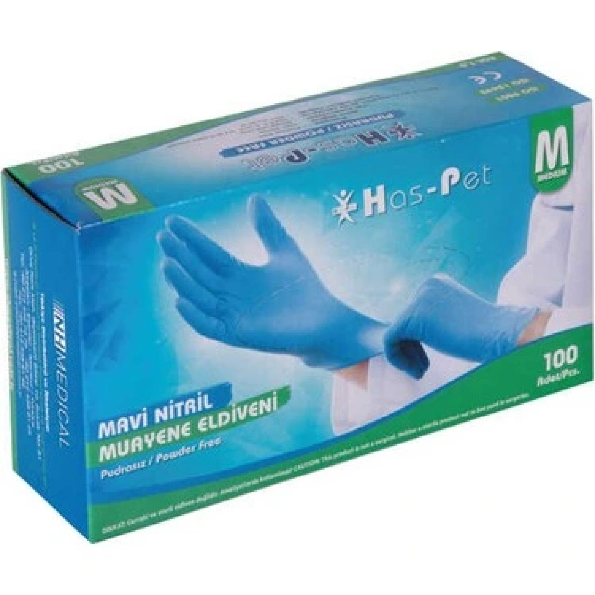 Nitril Eldiven Medium Mavi 100Lü H.S.K