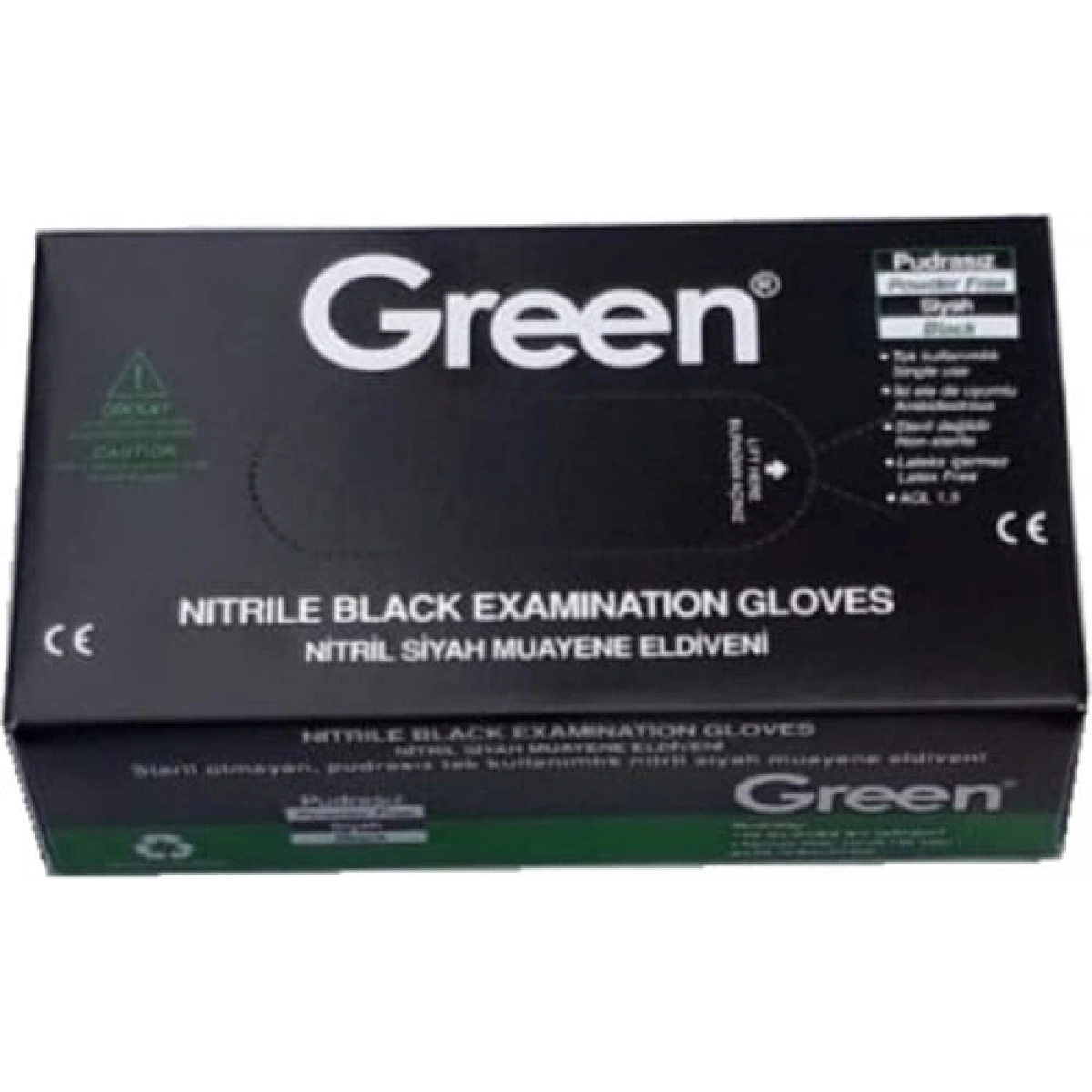 Nitril Eldiven Medium Siyah 100Lü (Green)
