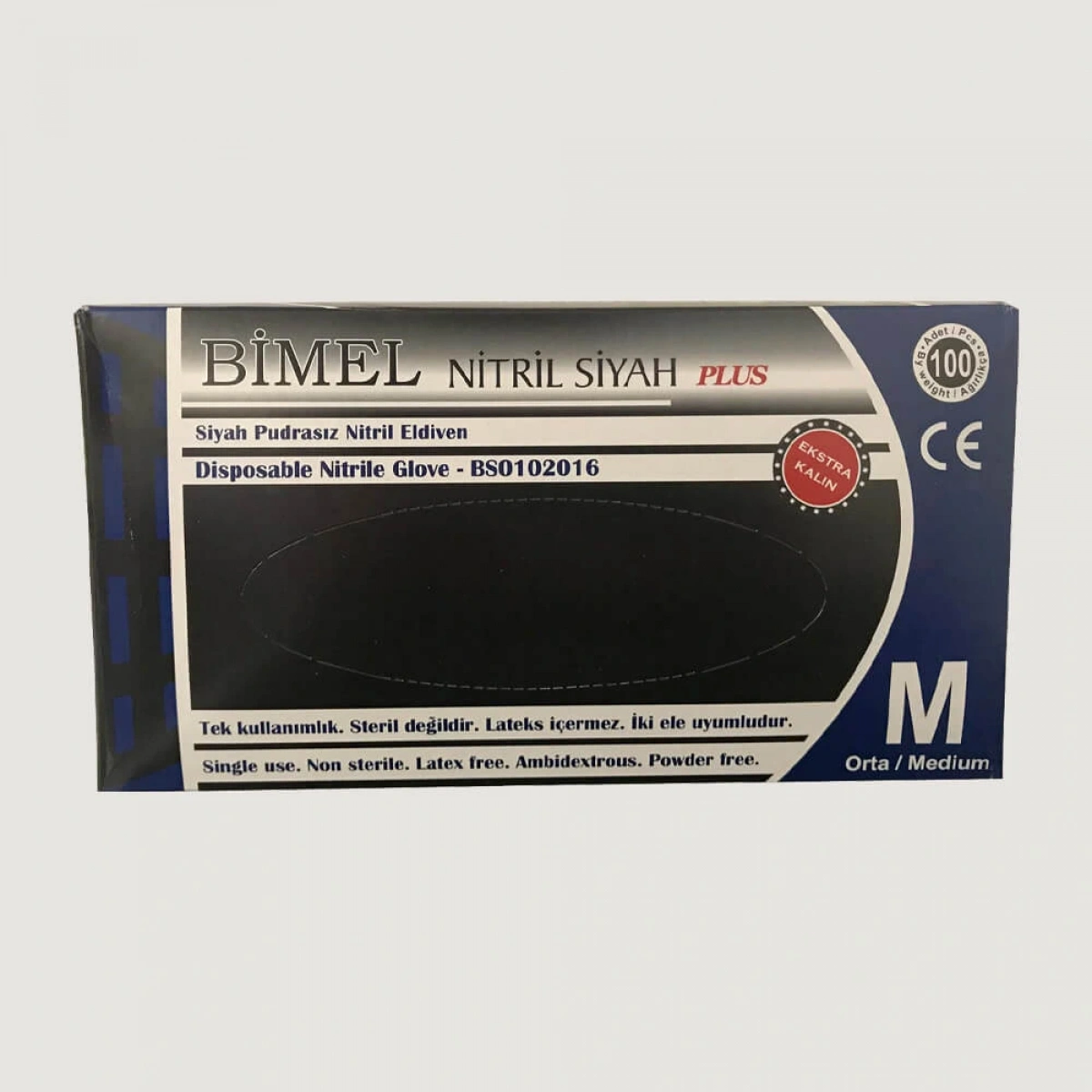 Nitril Eldiven Pudrasız Siyah Medium (Bimel)