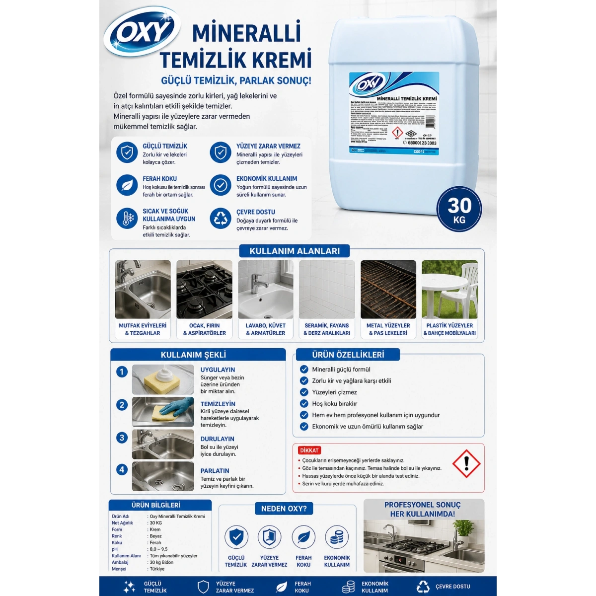 Oxy Mineralli Temizlik Kremi 30 kg