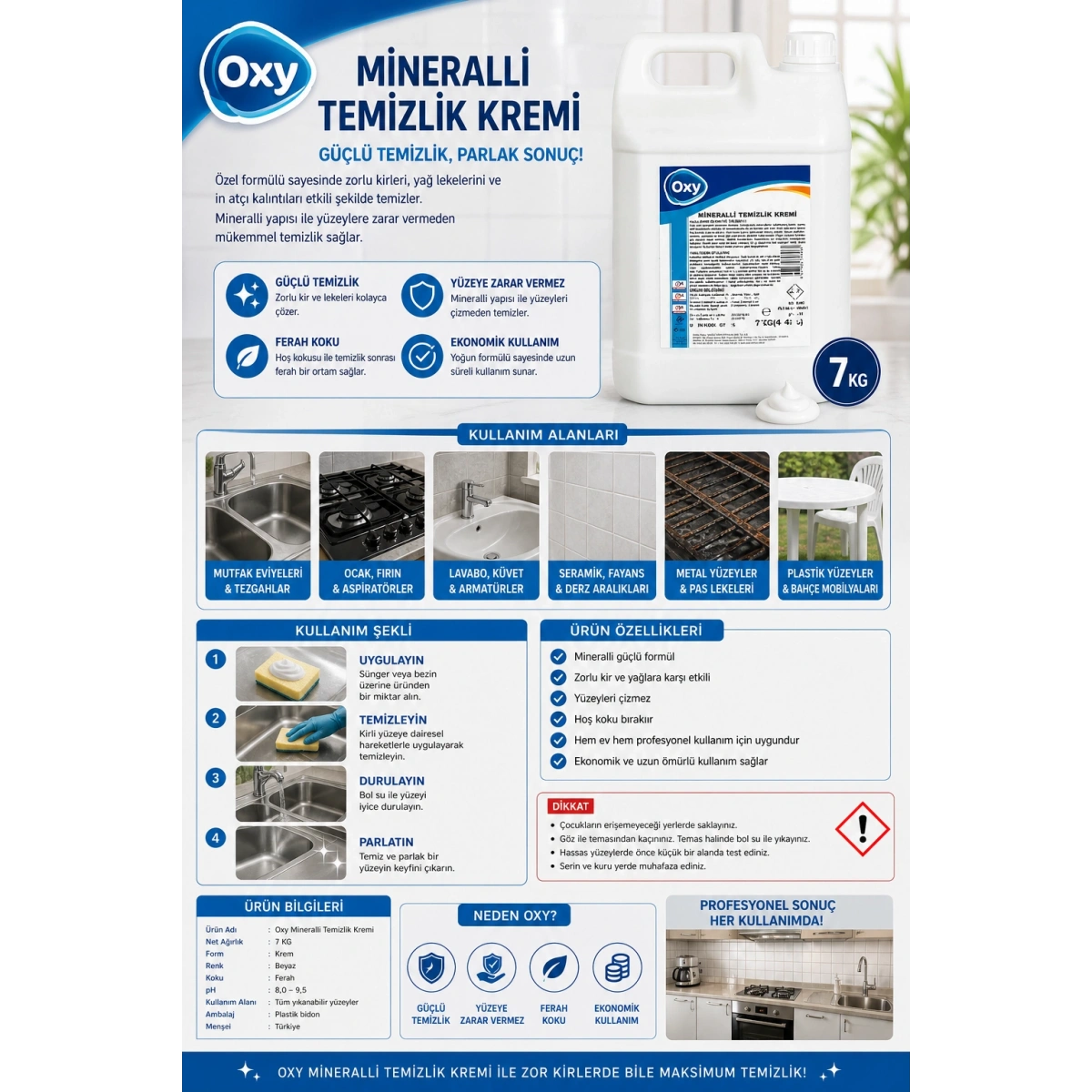 Oxy Mineralli Temizlik Kremi 7 kg