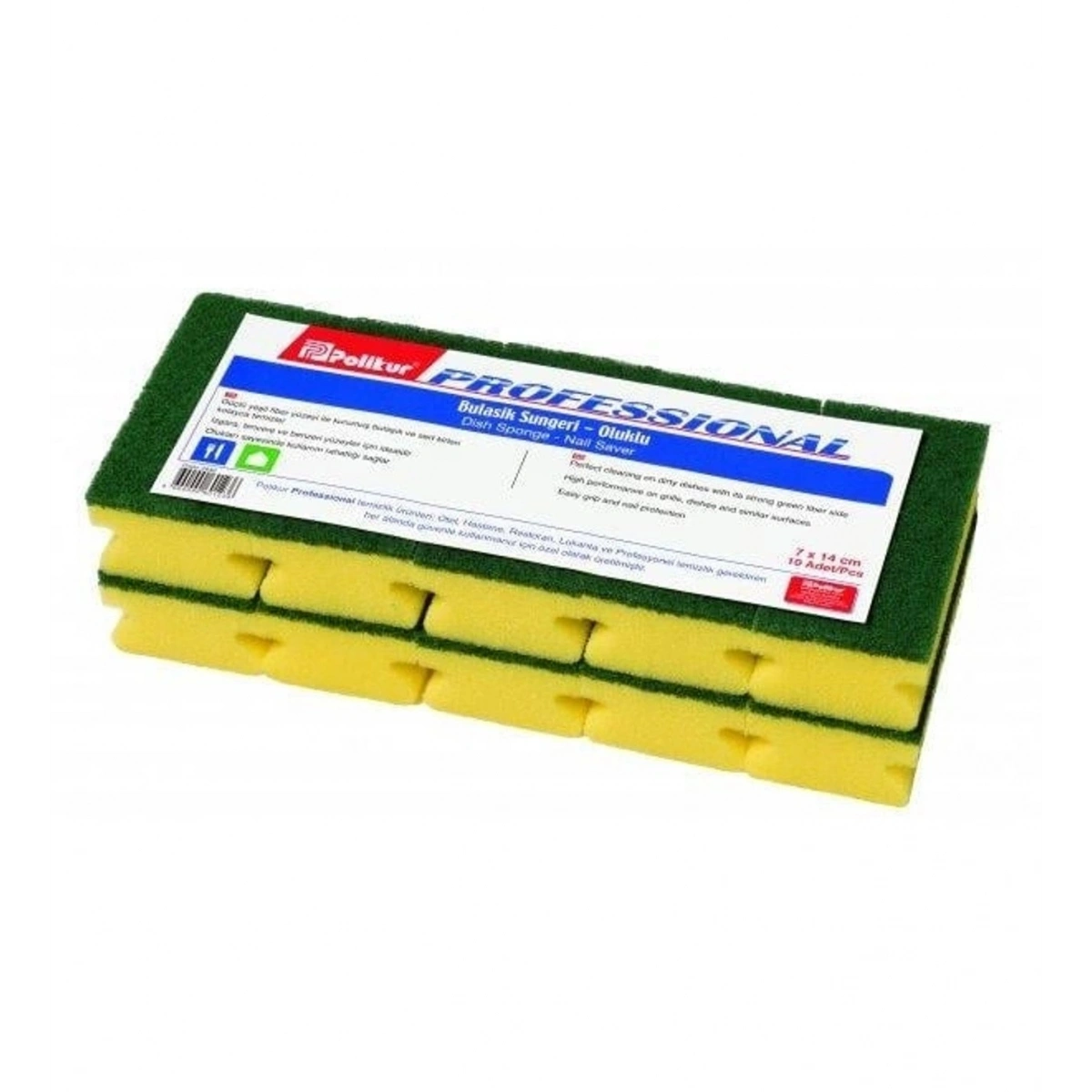 Polikur Profesyonel Oluklu Bulaşık Süngeri Yeşil 10lu Paket